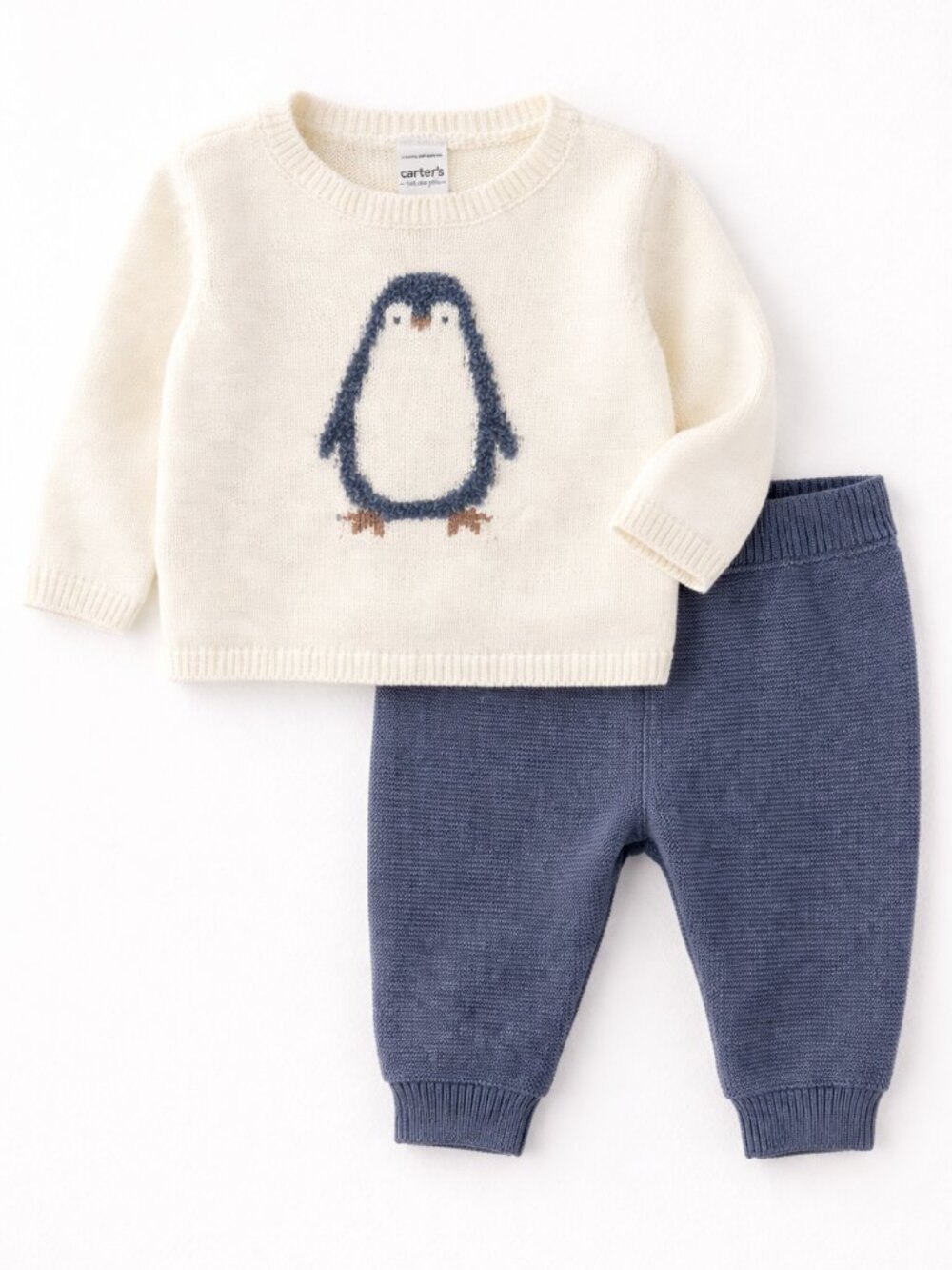 NWT Carter’s Baby Boy Knit Sweater Outfit Penguin Sweater & Pants Set